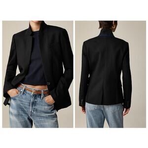 J. Crew Black Wool Blend Regent Blazer Stand Up Collar